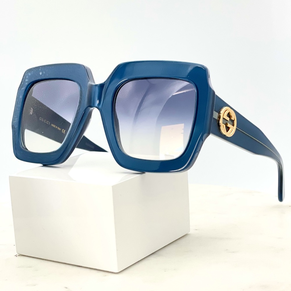 NEW Gucci Blue Gradient Oversized Square Sunglasses